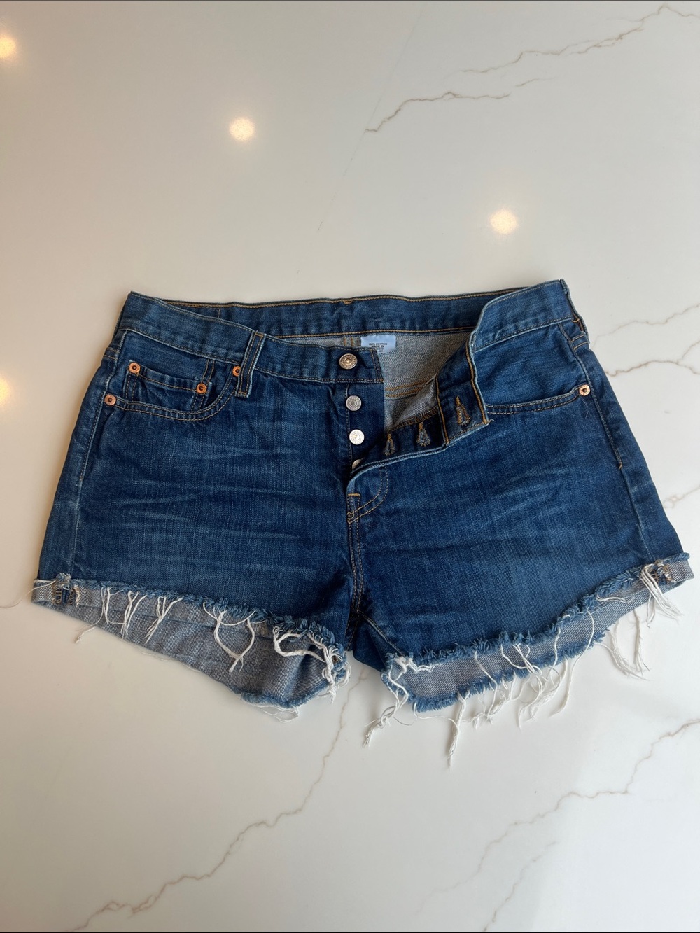 Levi's Dark Blue Denim Cutoff Shorts